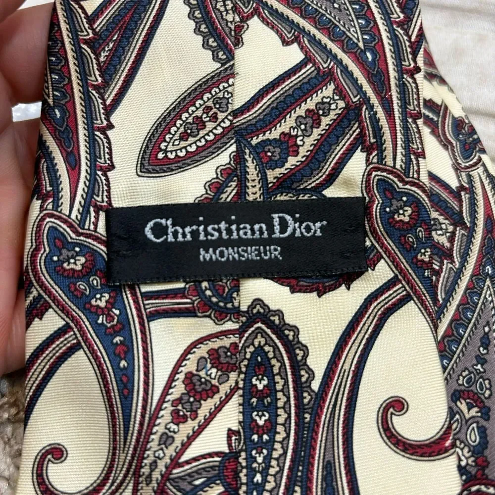 Men’s Vintage Christian Dior 100% Silk Paisley Print‎ Tie
